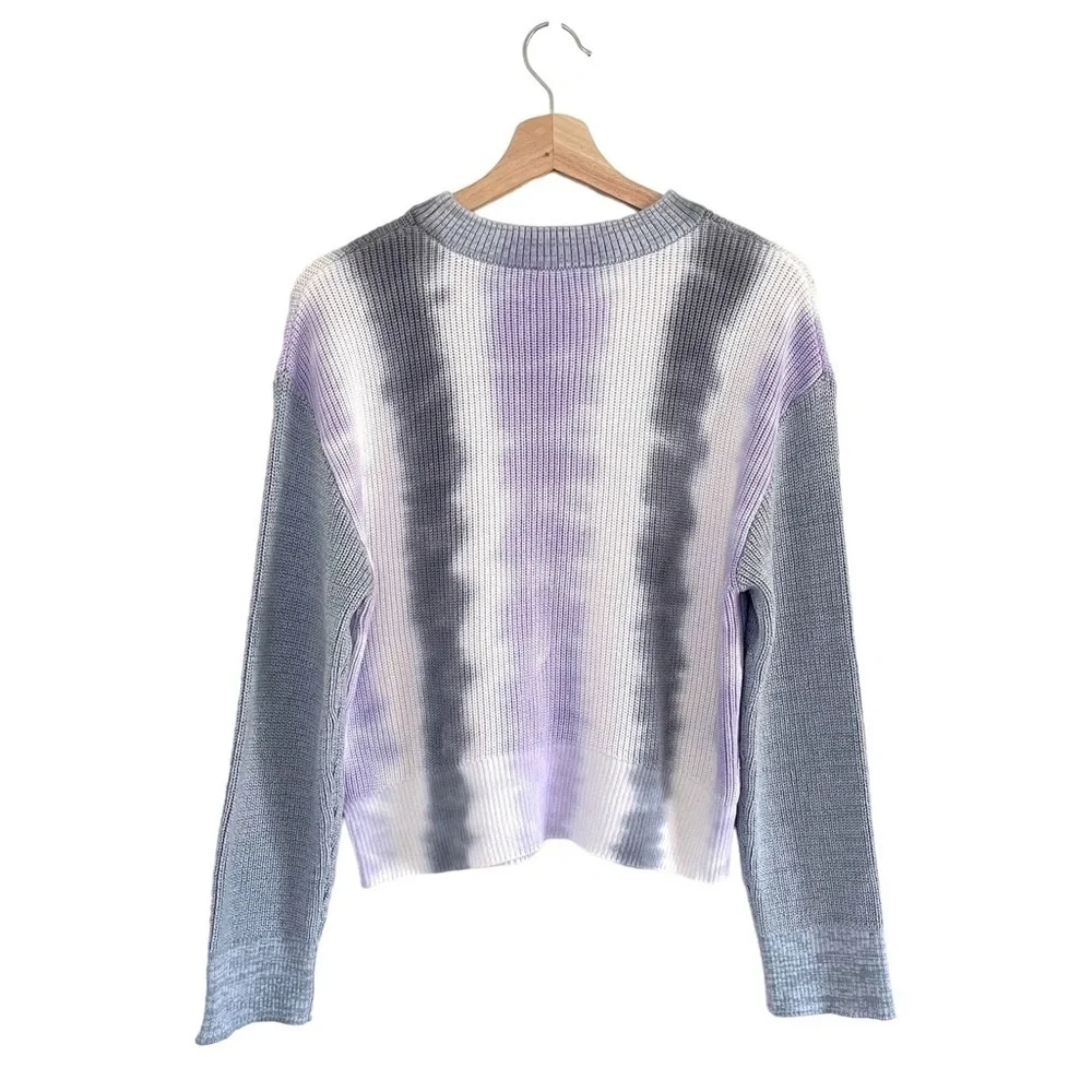 NEW Rails Karis Cotton Cashmere Rib Knit Pullover Sweater Aqua Tie Dye Small